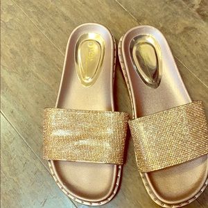Rhinestone slip on sandal